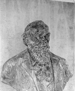 885147 Afbeelding van de onlangs geplaatste portretbuste van de componist Johannes Brahms vervaardigd door ...